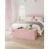 imageSONGMICS Mazie Collection  Storage Ottoman Bench Foldable Foot Rest 15 x 43 x 15 Inches End of Bed Bench Storage Chest Load 660 lb Living Room Bedroom Entryway Jelly Pink ULSF277R01Jelly Pink