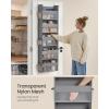 imageSONGMICS Over The Door Organizer Hanging Door Organizer with 5 Large Pockets 5Tier Fabric Storage Transparent Nylon Mesh Foldable Metal Hooks with Side Pouches Dove Gray URDH007G01Dove Gray