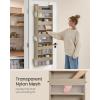 imageSONGMICS Over The Door Organizer Hanging Door Organizer with 5 Large Pockets 5Tier Fabric Storage Transparent Nylon Mesh Foldable Metal Hooks with Side Pouches Dove Gray URDH007G01Summer Sand