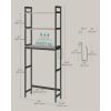 imageSONGMICS OverTheToilet Storage 3Tier Bathroom Organizer Over Toilet with Adjustable Shelves Hooks Bamboo Freestanding Space Saver Bathroom Shelves Heather Greige and Ink Black UBTS012W01Heather Greige  Ink Black