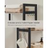 imageSONGMICS OverTheToilet Storage 3Tier Bathroom Organizer Over Toilet with Adjustable Shelves Hooks Bamboo Freestanding Space Saver Bathroom Shelves Heather Greige and Ink Black UBTS012W01Heather Greige  Ink Black