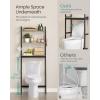 imageSONGMICS OverTheToilet Storage 3Tier Bathroom Organizer Over Toilet with Adjustable Shelves Hooks Bamboo Freestanding Space Saver Bathroom Shelves Heather Greige and Ink Black UBTS012W01Heather Greige  Ink Black