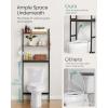 imageSONGMICS OverTheToilet Storage 3Tier Bathroom Organizer Over Toilet with Adjustable Shelves Hooks Bamboo Freestanding Space Saver Bathroom Shelves Heather Greige and Ink Black UBTS012W01Rustic Brown  Ink Black