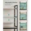 imageSONGMICS OverTheToilet Storage 3Tier Bathroom Organizer Over Toilet with Adjustable Shelves Hooks Bamboo Freestanding Space Saver Bathroom Shelves Heather Greige and Ink Black UBTS012W01Heather Greige  Ink Black