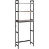 imageSONGMICS OverTheToilet Storage 3Tier Bathroom Organizer Over Toilet with Adjustable Shelves Hooks Bamboo Freestanding Space Saver Bathroom Shelves Heather Greige and Ink Black UBTS012W01Heather Greige  Ink Black
