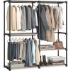 imageSONGMICS Portable Closet Freestanding Closet Organizer Clothes Rack with Shelves Hanging Rods Storage Organizer for Cloakroom Bedroom 717 x 169 x 717 Inches Black URYG037B02Brown