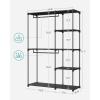 imageSONGMICS Portable Closet Freestanding Closet Organizer Clothes Rack with Shelves Hanging Rods Storage Organizer for Cloakroom Bedroom 717 x 169 x 717 Inches Black URYG037B02Black