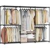 imageSONGMICS Portable Closet Freestanding Closet Organizer Clothes Rack with Shelves Hanging Rods Storage Organizer for Cloakroom Bedroom 717 x 169 x 717 Inches Black URYG037B02Black