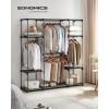 imageSONGMICS Portable Closet Freestanding Closet Organizer Clothes Rack with Shelves Hanging Rods Storage Organizer for Cloakroom Bedroom 717 x 169 x 717 Inches Black URYG037B02Black