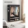 imageSONGMICS Portable Closet Wardrobe with Shoe Rack and Cover Closet Storage Organizer 2 Hanging Rods Shelves and 4 Side Pockets 50 x 177 x 693 Inches Spacious for Bedroom Black URYG008B02Black