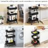 imageSONGMICS Rolling Cart 3Tier Storage Cart Storage Trolley with Handle 2 Small Organizers Steel Frame Plastic Baskets Utility Cart Easy Assembly for Bathroom Laundry Room White UBSC067W01Black