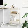imageSONGMICS Rolling Cart 3Tier Storage Cart Storage Trolley with Handle 2 Small Organizers Steel Frame Plastic Baskets Utility Cart Easy Assembly for Bathroom Laundry Room White UBSC067W01Beige