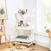 imageSONGMICS Rolling Cart 3Tier Storage Cart Storage Trolley with Handle 2 Small Organizers Steel Frame Plastic Baskets Utility Cart Easy Assembly for Bathroom Laundry Room White UBSC067W01White