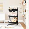 imageSONGMICS Rolling Cart 3Tier Storage Cart Storage Trolley with Handle 2 Small Organizers Steel Frame Plastic Baskets Utility Cart Easy Assembly for Bathroom Laundry Room White UBSC067W01Black