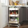 imageSONGMICS Rolling Cart 3Tier Storage Cart Storage Trolley with Handle 2 Small Organizers Steel Frame Plastic Baskets Utility Cart Easy Assembly for Bathroom Laundry Room White UBSC067W01Beige