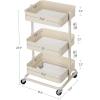 imageSONGMICS Rolling Cart 3Tier Storage Cart Storage Trolley with Handle 2 Small Organizers Steel Frame Plastic Baskets Utility Cart Easy Assembly for Bathroom Laundry Room White UBSC067W01Beige