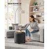 imageSONGMICS Round Ottoman Ottoman with Storage 177 Dia x 175 H Inches Foot Rest with Legs Load up to 330 lb for Living Room Bedroom Dark Gray ULOM011G01Dark Gray