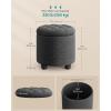 imageSONGMICS Round Ottoman Ottoman with Storage 177 Dia x 175 H Inches Foot Rest with Legs Load up to 330 lb for Living Room Bedroom Dark Gray ULOM011G01Dark Gray