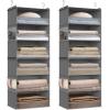 imageSONGMICS Set of 2 Hanging Closet Organizers 6Tier Fabric Storage Shelf Separable Closet Hanging Shelf with Side Pockets Foldable Metal Hooks and Bamboo Inserts Dove Gray URCH008G01Dove Gray