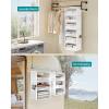 imageSONGMICS Set of 2 Hanging Closet Organizers 6Tier Fabric Storage Shelf Separable Closet Hanging Shelf with Side Pockets Foldable Metal Hooks and Bamboo Inserts Dove Gray URCH008G01Cloud White