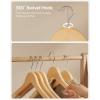 imageSONGMICS Set of 20 Wooden Hangers with Rubber Coating NonSlip Coat Hangers with Shoulder Grooves Pants Bar 360 Swivel Hook for Jackets Shirts Black UCRW011B02Natural