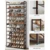imageSONGMICS Shoe Rack 12Tier Shoe Organizer Metal Rack for Garage Set of 2 6Tier Stackable Shelf with Adjustable Flat or Angled Shelves Holds 4860 Pairs Bronze ULMR12ABronze