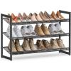 imageSONGMICS Shoe Rack 5Tier Shoe Organizer Metal Shoe Storage for Garage Stackable Shoe Shelf with Adjustable Flat or Angled Shelves 2025 Pairs Bronze ULMR05AInk Black