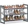 imageSONGMICS Shoe Rack 5Tier Shoe Organizer Metal Shoe Storage for Garage Stackable Shoe Shelf with Adjustable Flat or Angled Shelves 2025 Pairs Bronze ULMR05ACharcoal Gray
