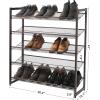 imageSONGMICS Shoe Rack 5Tier Shoe Organizer Metal Shoe Storage for Garage Stackable Shoe Shelf with Adjustable Flat or Angled Shelves 2025 Pairs Bronze ULMR05ABronze