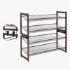 imageSONGMICS Shoe Rack 5Tier Shoe Organizer Metal Shoe Storage for Garage Stackable Shoe Shelf with Adjustable Flat or Angled Shelves 2025 Pairs Bronze ULMR05ABronze