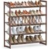 imageSONGMICS Shoe Rack 5Tier Shoe Organizer Metal Shoe Storage for Garage Stackable Shoe Shelf with Adjustable Flat or Angled Shelves 2025 Pairs Bronze ULMR05ABronze