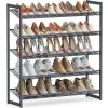 imageSONGMICS Shoe Rack 5Tier Shoe Organizer Metal Shoe Storage for Garage Stackable Shoe Shelf with Adjustable Flat or Angled Shelves 2025 Pairs Bronze ULMR05ACharcoal Gray