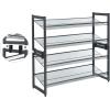 imageSONGMICS Shoe Rack 5Tier Shoe Organizer Metal Shoe Storage for Garage Stackable Shoe Shelf with Adjustable Flat or Angled Shelves 2025 Pairs Bronze ULMR05ACharcoal Gray