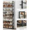 imageSONGMICS Shoe Rack 8Tier Shoe Organizer Metal Rack for Garage Set of 2 4Tier Stackable Shelf with Adjustable Flat or Angled Shelves 3240 Pairs Bronze ULMR08AInk Black