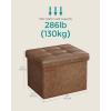 imageSONGMICS Small Folding Storage Ottoman Foot Rest Stool Cube Footrest Synthetic Leather 122 x 161 x 122 Inches 286 lb Capacity for Living Room Bedroom Dorm Coffee Brown ULSF100K01Coffee Brown