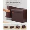 imageSONGMICS Small Folding Storage Ottoman Foot Rest Stool Cube Footrest Synthetic Leather 122 x 161 x 122 Inches 286 lb Capacity for Living Room Bedroom Dorm Coffee Brown ULSF100K01Chestnut Brown