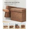 imageSONGMICS Small Folding Storage Ottoman Foot Rest Stool Cube Footrest Synthetic Leather 122 x 161 x 122 Inches 286 lb Capacity for Living Room Bedroom Dorm Coffee Brown ULSF100K01Coffee Brown