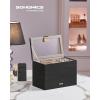 imageSONGMICS Stackable Jewelry Trays 4Tier Jewelry Box Drawer Jewelry Organizer with Glass Lid Removable Dividers for Vanity Table 67 x 11 x 72 Inches Gift Idea Cloud White UJBC164W01Ink Black