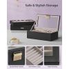 imageSONGMICS Stackable Jewelry Trays 4Tier Jewelry Box Drawer Jewelry Organizer with Glass Lid Removable Dividers for Vanity Table 67 x 11 x 72 Inches Gift Idea Cloud White UJBC164W01Ink Black