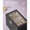 imageSONGMICS Stackable Jewelry Trays 4Tier Jewelry Box Drawer Jewelry Organizer with Glass Lid Removable Dividers for Vanity Table 67 x 11 x 72 Inches Gift Idea Cloud White UJBC164W01Ink Black