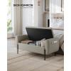 imageSONGMICS Storage Bench with Armrests Ottoman for Living Room Bedroom Entryway Steel Legs Dark Gray ULOM072G01Camel Brown
