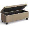imageSONGMICS Storage Bench with Armrests Ottoman for Living Room Bedroom Entryway Steel Legs Dark Gray ULOM072G01Camel Brown