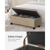 imageSONGMICS Storage Bench with Armrests Ottoman for Living Room Bedroom Entryway Steel Legs Dark Gray ULOM072G01Camel Brown