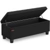 imageSONGMICS Storage Bench with Armrests Ottoman for Living Room Bedroom Entryway Steel Legs Dark Gray ULOM072G01Classic Black