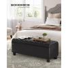 imageSONGMICS Storage Bench with Armrests Ottoman for Living Room Bedroom Entryway Steel Legs Dark Gray ULOM072G01Classic Black