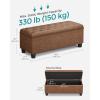 imageSONGMICS Storage Bench with Armrests Ottoman for Living Room Bedroom Entryway Steel Legs Dark Gray ULOM072G01Coffee Brown