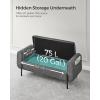 imageSONGMICS Storage Bench with Armrests Ottoman for Living Room Bedroom Entryway Steel Legs Dark Gray ULOM072G01Dark Gray