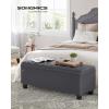 imageSONGMICS Storage Bench with Armrests Ottoman for Living Room Bedroom Entryway Steel Legs Dark Gray ULOM072G01Dark Gray