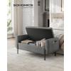 imageSONGMICS Storage Bench with Armrests Ottoman for Living Room Bedroom Entryway Steel Legs Dark Gray ULOM072G01Dark Gray
