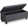 imageSONGMICS Storage Bench with Armrests Ottoman for Living Room Bedroom Entryway Steel Legs Dark Gray ULOM072G01Dark Gray